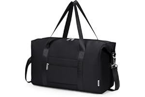 Narwey for Easyjet Cabin Bag 45x36x20 New Easyjet Underseat Foldable Hospital Bag Weekend Overnight Bags for Women Travel Duffel Carry on Luggage for Men 25L (Black)