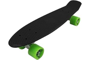 Vinsani® Retro Cruiser Plastic Skateboard 22" X 6" Available In Various Deck Colours with Transparent or Solid Coloured Wheels Includes a Free Carry Bag for the Skateboard