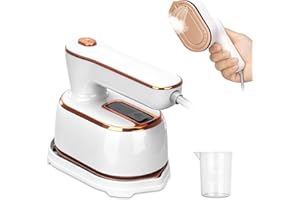 TAVADA Défroisseur vapeur de voyage 2-en-1,1000W,chauffage en 15 secondes,semelle en céramique,Mini Fer à Repasser Portable,fonctionnement sec/vapeur,Défroisseur à Main avec station et poignée pliante