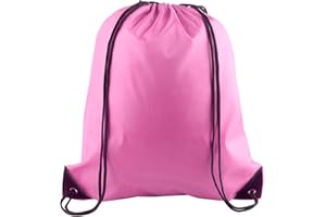 PLULON Pink Drawstring Bags Drawstring Backpack Bulk, String Backpack Cinch Sack Sport Gym Bags for Yoga Traveling Outdoor Sports