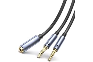 Tymyp Rozgałęźnik audio, adapter słuchawkowy, rozdzielacz audio, rozdzielacz 0,3 m (podwójny 3,5 mm męski na 3,5 mm żeński), adapter słuchawkowy, 1 na 2 gniazdo do słuchawek, zestawu słuchawkowego,