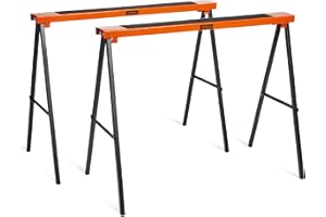 VonHaus Saw Horse Pair - Saw Horses Twin Pack with 200kg Weight Capacity - Log Workbench, Lightweight with Carry Handle and Non-Slip Work Surface - Portable Cutting Horse for Cutting Logs