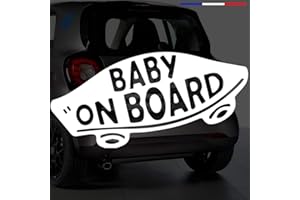 Sticker Bébé à bord pour voiture Baby On Board Skate 20 cm Blanc - Anakiss