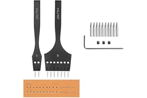 WUTA Leather Punching Tool, 3rd Generation Professional Leather Punch Set, Interchangeable Inserts for Diamond, Olives, Round Holes (5mm-2+7)