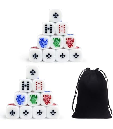 HARMILIY Poker Würfel Set – 5 Würfel Mit Spielkartenwerten, In Samtbeutel