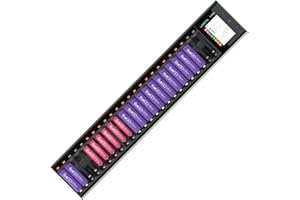 LIMETA Inteligentna ładowarka akumulatorowa, 24 gniazda, AAA, uniwersalna ładowarka USB typu C, wyświetlacz LCD, do ponownego ładowania, akumulator litowo-jonowy, litowo-jonowy, NI-MH NI-Cd