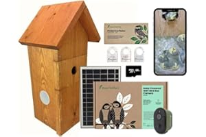 Green Feathers Battery Powered Solar Bird Box Camera With Wi-Fi Connection, Outdoors Wildlife Camera for Bird Boxes - Complete Kit