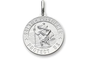 CHRISTOPHER JAMES OF LONDON Baby Child Christening Gift 925 Sterling Silver 12mm 3D St Christopher Medal Pendant In Gift Box