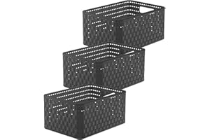 ‎ROTHO Rotho Country 3er-Set Aufbewahrungskiste Rattan-Optik, Kunststoff (PP) BPA-frei, anthrazit, A5+/11l, (32,8 x 23,8 x 16 cm)