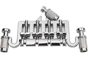 Guyker 3 Point 4 String Bass Bridge Tailpiece – Zinc Alloy Bridges Tailpiece with Saddle Replacement Parts for Gibson EPI Style Bass (BG004)