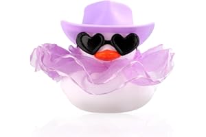 PEUTIER Rubber Duck, Little Car Rubber Duck Funny Car Ornaments Duck Car Duck Accessories with Top Hat Sunglasses Skirt for Car Dashboard Office Desk Decoration (Purple)