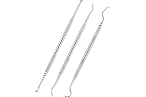 QUESUC 3 Piezas de Raspador y Raspador de Dientes Dentales Para Perros, de Acero Inoxidable, de Doble Cabeza, Raspador, Removedor de Sarro, Herramientas de Limpieza de Dientes Para Mascotas Para (Plateado)