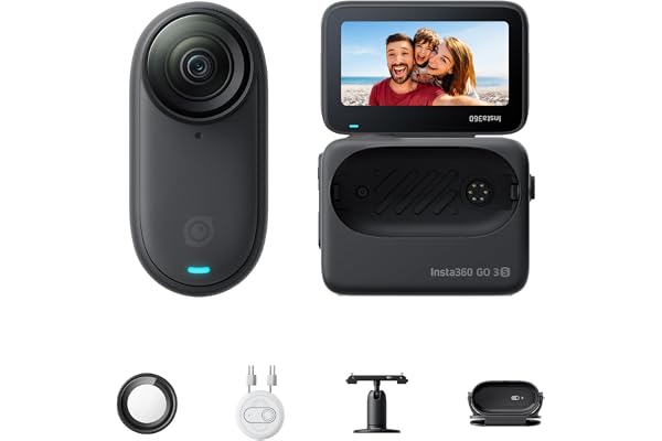 Insta360 GO 3S Noir Minuit (64GB) - Petite caméra de vlog 4K, POV Mains Libres, Montage Partout, stabilisation, 140 Min d'autonomie, étanche à 10 m, édition IA, pour Voyage, vlog
