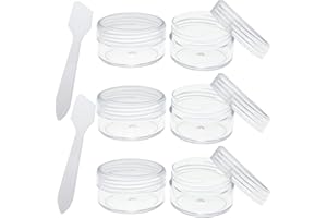 LUENHEGO 6 Stück Kleine Döschen 10ml mit Deckel Plastik Cremedosen zum Befüllen Leer Kosmetik Tiegel mit 2 Minispateln Creme Dosen Reise Töpfchen Döschen Set für Lippenbalsam, Lotion, Creme, Transparent