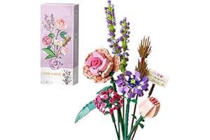 Hojalis Kit de Construction de Bouquet de Fleurs, 547Pcs Kit de Blocs de Construction de Bouquet de Fleurs, DIY Blocs de Construction de Bouquet, Blocs de Construction Fleurs Artificielles Cadeau