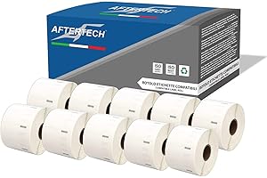Aftertech 10x 11354 57x32mm Rotoli di Etichette adesive compatibili (1000 Etichette/rotolo = 10000 totali) per Dymo LabelWriter Seiko SLP etichettatrici stampanti S0722540 10x11354