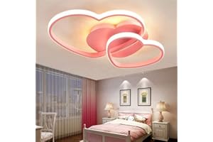 YZSJ Plafonnier LED Dimmable Plafond Moderne Coeur Acrylique Chambre D'enfants Lampe Avec Télécommande Garçons Filles Plafonnier Dessin Animé Lustre Enfants Plafonnier Intérieur Chambre Décor Lampe,Rose