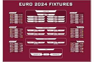 MOECSHSY EURO 2024 Wall Chart Posters -2024 European Football Poster -Includes 24 Teams Group Stage and Knockout Final Track All Matches Results-Folded