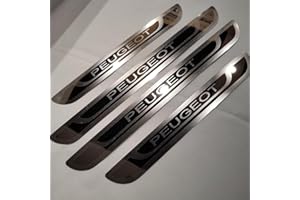 YINTMI 4 Pcs Car Door Sill Protector for 308 208 508 207 3008 2008 307, Stainless Steel Kick Plates Welcome Pedal, Non-Slip Auto Styling Decoration Accessory