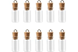 BLMHTWO 10 piccole bottiglie di vetro con tappi in legno