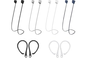 RIPEFUN Ear Hooks & Magnetic Anti-Lost Straps for AirPods Pro 1 2 and AirPods 1 2 3, 4PCS Sport Earbud Lanyard Neck Strap & 2 Pairs Wireless Earbuds Holder Loops Compatible With Most Bluetooth Headphones