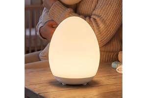 Macchiatto amningsljus baby nattlampa ägg, dimbar touch-lampa med batteri, nattlampa barn 2 600 mAh, 7 färger RGB, 30/60 min timer, minnesfunktion, vikkrok, för amning i babyrummet, amning