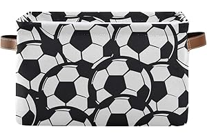 HMZXZ Rxyy Abstract Sport Football Canvas Fabric Storage Basket Collapsible Toys Storage Bin with PU Leather Handles Basket Box Organizer for Wardrobe Closet Shelves Organiser
