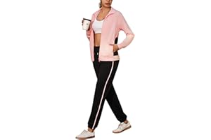 Uniexcosm Conjunto Chándal Mujer 2 Piezas Completo Chándal Mujer Otoño Invierno Conjunto Deportivo para Mujer Chaqueta con Cremallera y Pantalones Deportivos