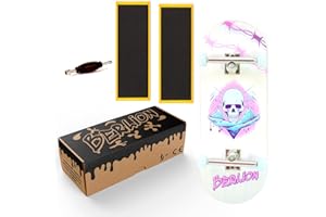 BERLION - Finger Skate para Dedos Profesional de Madera Pro Ultra Cóncavo, Mini monopatín Fingerboard pequeño, Lija, Herramienta y Ruedas, Finger Toys antiestres (36mm Morado)