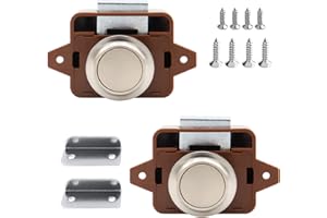 YANJINGHE 2 Piezas Cerradura para Puerta de Armario, Pestillo de Cerradura de Gabinete, Cierre Pulsador, Pomo para Puerta de Armario, Cerraduras de Botón para Puerta, para Cajón, Autocaravana, Yate (Marrón)