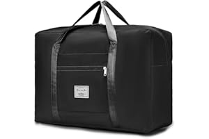 KSIBNW Reisetasche Faltbare, Ryanair Handgepäck Reisetasche 55x40x20 cm für Flugzeug Freigepäck,Weekender Bag für Gepäck Sport Camping Schwarz