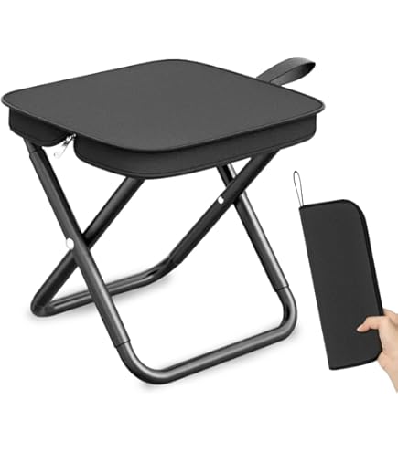 1 Stuk Opvouwbare Kampstoelen, Draagbare Kleine Opvouwbare Kruk, Opklapbare Stoelen, Lichtgewicht Inklapbare Buitenrugzak Tuinkruk, Kleine Kampstoel Voor Reizen, Picknick, Wandelen, Vissen, Zwart