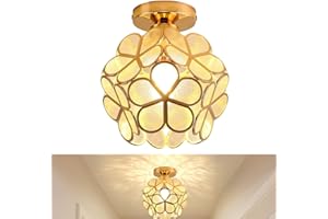 CHAO ZAN Lampadario a Sospensione Ferro Lampada da soffitto plafoniera Rosa Fiori Art Deco Vetro Paralume E27 Luce Pendente fiori di ciliegio luce di soffitto Sala da Pranzo Camera da Letto Soggiorno (Oro)