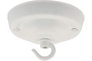 ElekTek Rosone da soffitto con gancio diametro 108 mm Finiture metallizzate colori verniciati a polvere per lampade a sospensione e lampadari Bianco Brillante