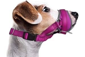 Nasjac Bozal para Perros, actualización más cómoda Evitar morder Ladridos Entrenamiento de Comportamiento de masticación Ajustable Reflexivo Suave Cubierta de Boca de Nylon para Perros
