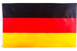 ZSYIULIA Large Germany Flag with Eyelets - Big German Flag for Football Games, Sports Events, Garden, Outdoor, Indoor, Fans, Parade, Bar, Party Decorations