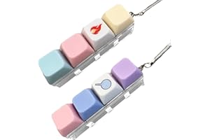AMBEERT 2PCS Keyboard Fidget Toy, Fidget Keyboard, Fidget Keyboard, 4 Keys Keyboard Decompression Toys Keyboard Keychain Toys Finger Keyboard Caps Toy for to Relief Stress Pass the Time (3)