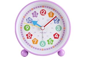 Kipida Children's Digital Alarm Clock, Alarm Clock without Ticking, Learning Alarm Clock, Silent Snooze Analogue Alarm Clock, with Night Light, School Alarm Clock for Girls and Boys (Purple)
