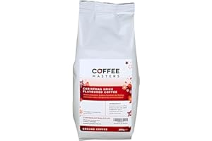 Coffee Masters Christmas Coffee 200g Ground Coffee - Festive Flavoured Beans Spiced with Cinnamon, Buttery Hazelnut and Chocolate - Ideal for Cafetiere, French Press and Filter Barista Machine