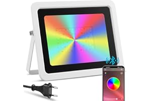 EOCOYAR Foco LED RGBW de Exterior 100W Controlado por Teléfono Inteligente, IP68 Impermeable, Proyector LED Inteligente de color RGB, Iluminación Jardín Piscina Boda Fiesta（100W Blanco）