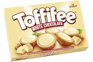 Toffifee White Chocolate - 1 x 125 g - Nocciola al caramello con crema chiara e cioccolato bianco - Ideale per spuntini e condividere insieme
