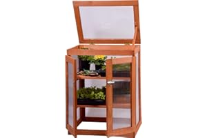 dobar Mini Serra con Vetro Acrilico, Balcone e Indoor della Serra, Legno, Marrone, 58 x 43 x 76 cm, 29167 FSC