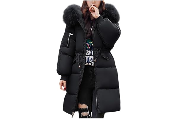 Vinterjackor för kvinnor UK quiltad dunjacka med lång längd för damer lätt vattentät jacka med pälshuva plus size smal trenchcoat varm ytterkläder enfärgad hel dragkedja parkas kappa för kvinnor