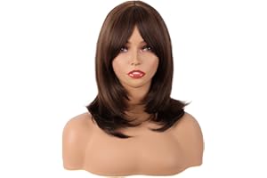 MapofBeauty 45 cm, proste włókna syntetyczne, długość włosów, do codziennego użytku (brązowa)