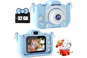 MOKEUM Kids Camera, 1080P Digital Camera for Kids, 2.0 Inch IPS Screen Digital Dual Lens Camera, Supports Cardless Storage and TF Storage Cards, Video Recording, Intelligent Timed Shooting Function (Blue)