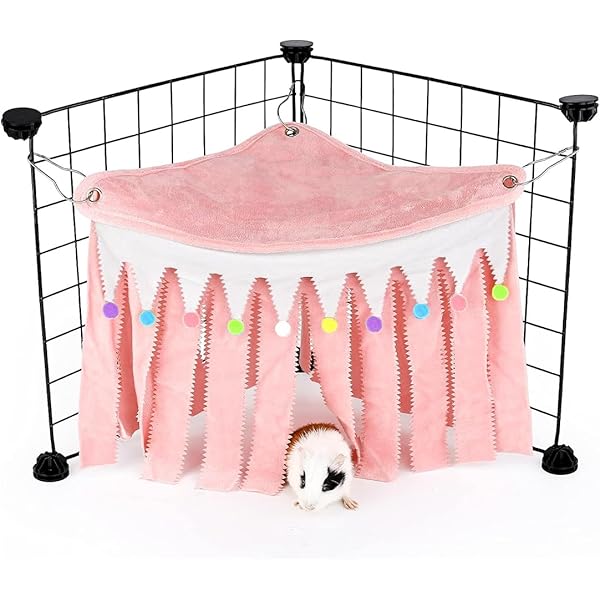 NHQ Tenda Nascondiglio Per Animali - Amaca Angolare Per Criceti, Conigli E Porcellini D'India (Rosa)