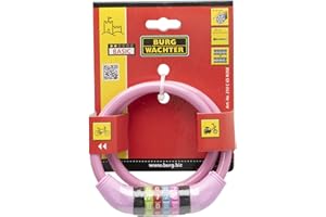 Burg-Wächter Fahrradschloss mit Zahlenschloss, Spiralschloss, Seilschloss Kabelschloss, 65 cm lang, Ø 10 mm, Rose