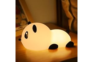 SALUOKE Panda Luce Notturna Bambini, Lampada Notturna per Bambini, 7 Modalità di Colore, Lucina Notte Regolabile con Timer, Controllo Touch, Lampada Panda in Silicone, Ricaricabile Tramite USB