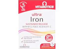 Iron Tablets Supplement, Boosts Energy, Vitality, Power and Immunity and Supports Against Anemia, Tiredness and Fatigue with Added Vitamin C Vitamin B12 and Folic Acid (Vitamin B9), Vitabiotics Ultra