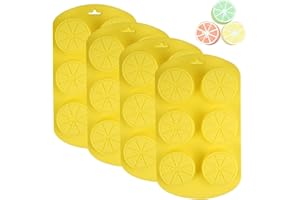 LUMINARYLAIR 4 Piezas Molde Silicona Limón, 6 Cavidades Molde de Silicona para Forma Fruta, moldes de silicona Antiadherente de Calidad Alimentaria, para Hacer Cubitos de Hielo,Jabón,Pasteles y Caramelos